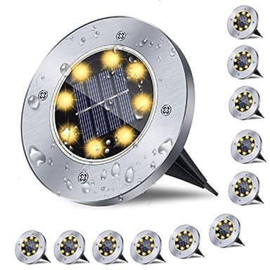 Rayolon Solar Ground Lights, Waterproof Solar Garden Lights, Upgraded Outdoor Garden Waterproof Bright in-Ground Lights, Landscape Lights for Pathway,Yard,Deck,Lawn,Patio,Walkway (12 Pack Warm Light - Image 1