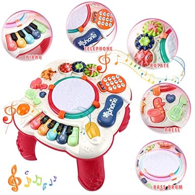 BACCOW Baby Toys 6 to 12-18 Months, Musical Activity Table for 1 Year Old Boys Girls Gifts, Toddler Infant Toys, Length 12.99 Inches Width 12.99 Inches Height 12.6 Inches (33cm W x 33cm L x 32 cm H) - Image 2