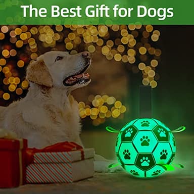 QDAN Dog Ball, Glow in The Dark Dog Toys, Light Up Soccer Ball for Dogs, Outdoor Dog Toys, Doggy Water Toy, Puppy Birthday Gifts for Medium Large (8 Inch) - Image 4