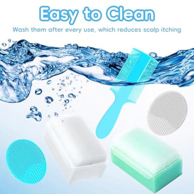 Cradle Cap Brush for Babies, Set of 5 Baby Bath Essentials with Bath Sponge Silicone Scrubber Long Handle Comb for Newborns Toddlers Boys Girls (Green) - Image 6