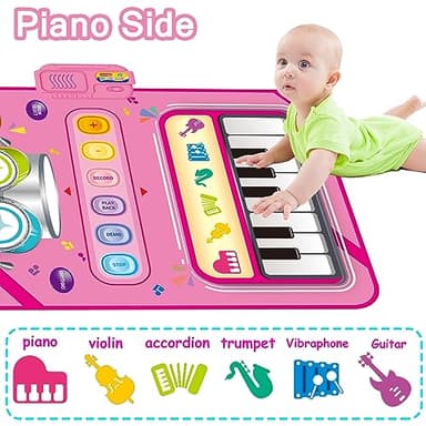 Toys for 1 Year Old Girl Gifts,2 in 1 Piano Mat Montessori Toys for 1 2 Year Old Girl,Educational Musical Toy First Birthday Gifts for 1 2 3 Year Old Girls,Christmas Stocking Stuffers for Toddler Girl - Image 3