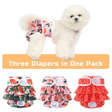 Reusable Dog Diapers Female 3 Pack Washable Premium Highly Absorbent Doggie Diapers, Flexible Puppy Diapers, Durable Leak-Proof Fruit Dog Diapers for Period Heat Incontinence Puppy Training, XS - Image 4