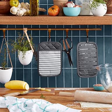 KitchenAid Albany Pot Holder 2-Pack Set, Charcoal Grey, 7"x10" - Image 2