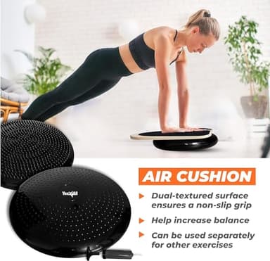 Yes4All Multi-Functional Combo for Balance Training, Balance Board Trainer, 3-in-1 Set with 3 Interchangeable Bases (Rocker, Air Cushion & Roller) - Image 4