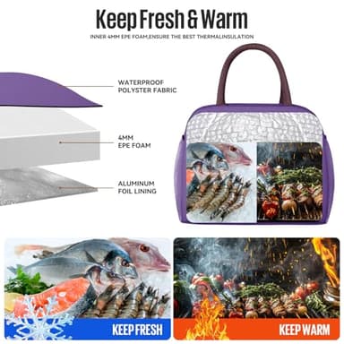 douyadady Lunch Bag Women/Men Lunch Box Women/Men (Dark purple) - Image 6