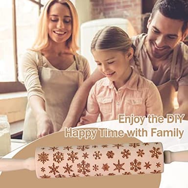 Embossed Rolling Pin, OLETNY Large Wood Textured Roller for Baking, Cookies, Decorative Pattern Rolling Pins, Christmas Gifts for Mother, Grandmother, and Friends (Snowflake) - Image 5