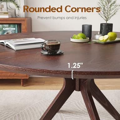 Soohow 47.2" Solid Wood Round Dining Kitchen Table for 4-6 People with Intersecting Pedestal Base - Image 5