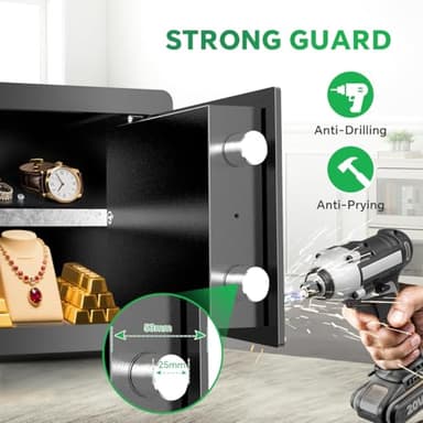 Safe Box with Digital Keypad & Alarm System - Electronic Lock Box for Jewelry Cash with Adjustable Shelves - Includes LED Light & Fireproof and Waterproof Bag(0.8/1.0/1.3/1.53/2.5Cuft) - Image 5