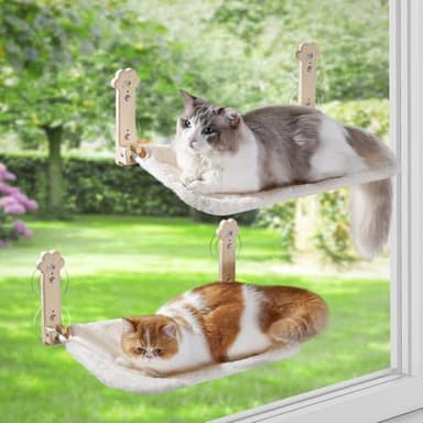 Sangoodier Cat Window Perch, Cordless Foldable Cat Window Hammock with Removable Soft Cover for Indoor Cats, Resting Seat for Inside (Yellow, 2 Pack) - Image 9