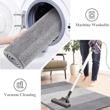 Vaukki Indoor Doormat Entryway Door Mat, Non Slip Absorbent Mud Trapper Mat Inside Floor Mat, Washable Door Carpet for Entryway (20''x32'', Light Grey) - Image 5