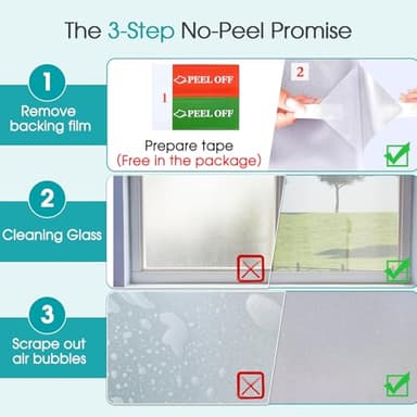 Coavas Window Privacy Film Frosted Glass Static Cling Heat Blocking Window Tint for Home Day and Night Sun Blocker Insulation Bathroom Door Decorative Frosting Cover Sticker (17.5 x 78.7 Inch, Pure) - Image 7
