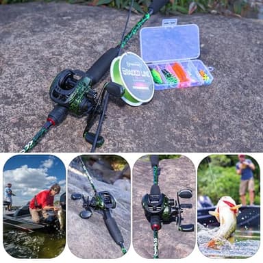 Sougayilang Spinning & Casting Fishing Rod Reel Combos, 2 Pc Sensitive Rod with Stainless Steel Guides for Freshwater Fishing- Casting 6'0" with Right Reel - Image 8