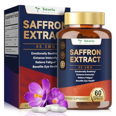 Organic Happy Saffron Supplements - 100% Organic Saffron Extract 88.5mg per Serving with Crocins, Safranal & Safromotivines for Better Mood, Energy, Eyes, Immunity, Blood, Men & Women, 60 Vegan Caps - Image 1