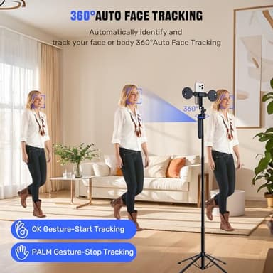 Auto Face Tracking Selfie Stick Tripod for iPhone with Light,360 Rotation That Follows Your Movement,70.9" Phone Camera Tripod Stand with Remote for Content Creator Vlog Live Stream Video Recording - Image 2