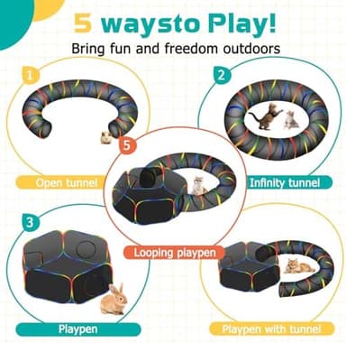 LUCKITTY Outdoor Rainbow Cat Enclosures Playground,Outside House for Indoor Cats Include Portable Tent, Circle Cat Playpen Tunnel Catio, for Cats, Kitty and Small Animals,Within Storage Bag - Image 3
