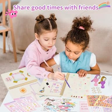 OIHEW 2 PC DIY Journal Kit for Girls Age 8-14/ Teen/Tween Stationery | Scrapbook | Diary | Journaling Art Crafts Supplies Toy Set, Christmas | Birthday Gift for 8 9 10 11 12 13 14 Year Old Girl Ideas - Image 7