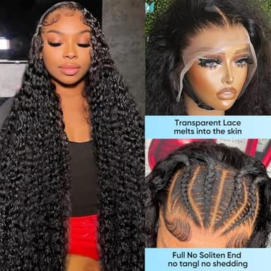 BJVT 26 Inch Deep Wave Lace Front Wigs Human Hair Wigs for Women 13x6 HD Lace Front Wigs Human Hair 200 Density Deep Curly Lace Frontal Wigs Human Hair Pre Plucked with Baby Hair - Image 2