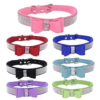 Extra Small Dog Collar with Bowtie,Purple S Rhinestone Bling Diamond Sparkly Crystal Jewel Cute Adjustable for Small Medium Large Girl Puppy Cat Collars Female Pet Kitten - Image 5