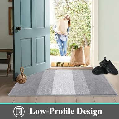 Vaukki Indoor Doormat Entryway Door Mat, Non Slip Absorbent Mud Trapper Mat Inside Floor Mat, Washable Door Carpet for Entryway (20''x32'', Light Grey) - Image 6
