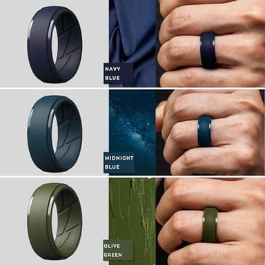 ThunderFit Men's Silicone Rings 10mm Wide 2.5mm Thick Rubber Bands, Breathable, Variety Multipack 1-10 - Image 4