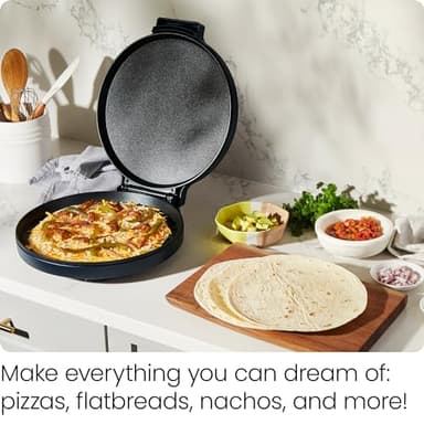 Chefman Everything Maker & Pizza Oven – 1440W Countertop Electric Pizza Maker with 12” Nonstick Cooking Plates, Plus Makes Quesadillas, Omelettes and More, with Indicator Lights and Vertical Storage - Image 4