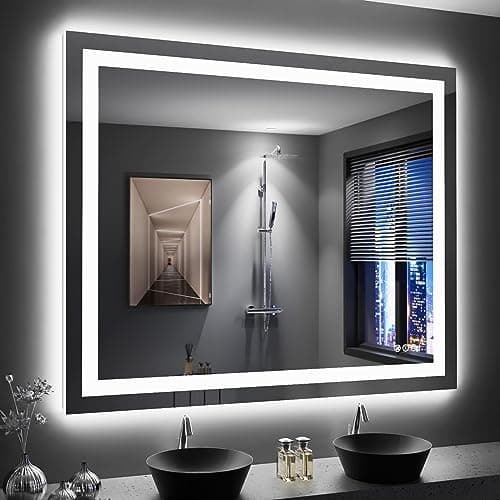 LOAAO 48"X40" LED Bathroom Mirror with Lights, Anti-Fog, Dimmable, Backlit + Front Lit, Lighted Bathroom Vanity Mirror for Wall, Memory Function, Tempered Glass, Shatter-Proof, ETL Listed - Image 1