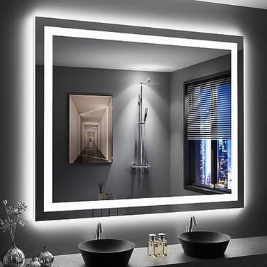 LOAAO 48"X40" LED Bathroom Mirror with Lights, Anti-Fog, Dimmable, Backlit + Front Lit, Lighted Bathroom Vanity Mirror for Wall, Memory Function, Tempered Glass, Shatter-Proof, ETL Listed - Image 1