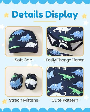 NZRVAWS Newborn Baby Boy Clothes Layette Essentials Infant Long Sleeve Romper Pants Hat 4-Pack Outfits Set Fall Winter 3-6 Months - Image 5