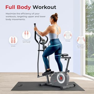 Sunny Health & Fitness Essential Smart 2-in-1 Cross Trainer Elliptical Bike, Magnetic Training Machine for Adult/Seniors Home Gym Cardio Exercises, Free SunnyFit App Bluetooth Connection - SF-E322004 - Image 3