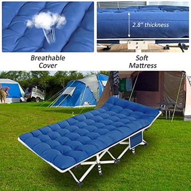 COLMERD Camping Cot 2 Pack with Comfortable Mattress Cots for Sleeping with Pad Heavy Duty Camping Bed 2 Person Sleeping Cot Include Carry Bag Camping Cots for Adults Vacation Outdoor - Image 5
