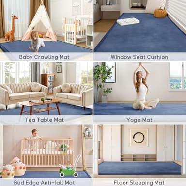 ILPEOD Baby Play Mat 1.2" Thick Memory Foam Nursery Rug Area Rug, 6’7” X 6’7” Yoga Mat Playmat Crawling Mat for Baby,Toddlers,Infants,Kids,Floor Mat Tatami Mat for Living Room with Non-Slip(Blue) - Image 7