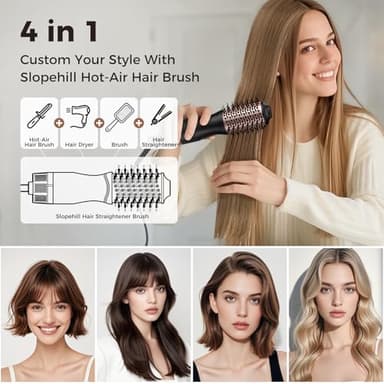 slopehill Mini Dual Voltage Hair Dryer Brush,1000 Watts Travel Hot Air Brush with European Plug, Ionic One Step Hair Dryer and Styler for Women for Home & Salon, Oval Barrel 2 Heat & 2 Speed Settings - Image 7