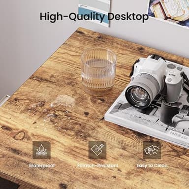 CubiCubi L Shaped Desk, 47" Computer Table with Reversible Storage Shelves Home Office Corner Study Writing Gaming, Rustic Brown - Image 6