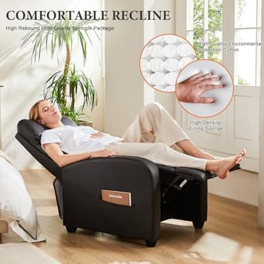 Sweetcrispy Massage Recliner Chair for Adults, Adjustable Home Theater Seating with Lumbar Support, Modern Fabric Reclining with Padded Backrest and Seat, Compact Sofa Chairs for Living Room, Black - Image 5