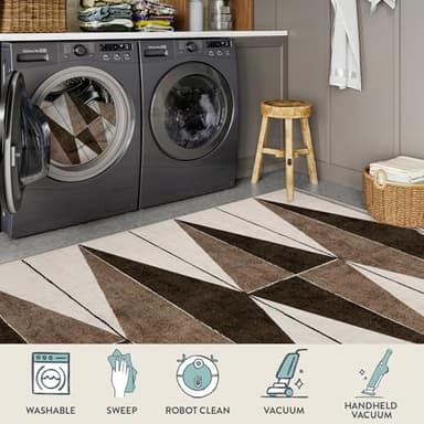 Hedlive Moroccan 8x10 Area Rugs, Soft Geometric Washable Rugs 8x10 Rugs for Living Room, Ultra-Thin Non-Slip Farmhouse Rug for Bedroom Large Rug for Office Dining Room (8x10ft,Khaki/Brown) - Image 4