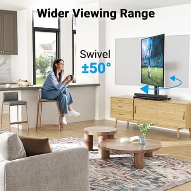 PERLESMITH Universal Swivel TV Stand for 24-60 inch TVs up to 99 lbs, 8 Height Adjustable Table Top TV Stand, TV Base Stand with Tempered Glass Base, Max VESA 400x400mm, PSTVS33 - Image 3
