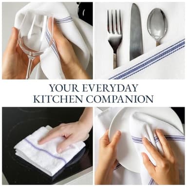 LANE LINEN Kitchen Towel Set- 12 Pack 14"x25" Dishtowels for Kitchen, Absorbent 100% Cotton Dish Drying Towels, Cleaning Cloth for Countertops, Soft & Durable, Machine Washable - Blue Stripe - Image 7