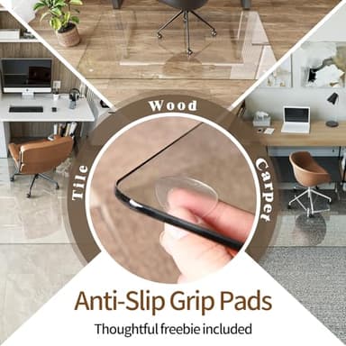 Koonmi Tempered Glass Chair Mat 50"x65" - Premium Office Chair Mat for Hardwood Floors & Low-Pile Carpet with 4 Non-Slip Pads - Thick Scratch-Resistant Surface - Image 5