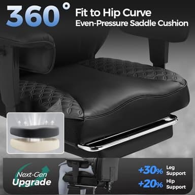 GTRACING Big and Tall Gaming Chair 400lbs Heavy Duty Office Chair with Foot Rest & Ergonomic Pocket Spring Lumbar Support, High Back 3D Saddle Shaped Cushion for Back Pain Relief, Matte-Black - Image 5