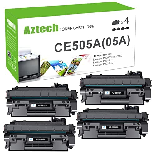 Aztech Compatible for P2035 Toner Cartridge Replacement for HP 05A CE505A P2035N Toner Cartridge for HP 2035N P2055DN 2055DN P2030 P2050 P2055X P2055D Printer (Black 4-Pack) - Image 1