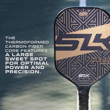 SLK Helix Pro Pickleball Paddle | Carbon Fiber & Fiberglass Hybrid Face | Thermoformed Carbon Fiber Core | Unmatched Control | Gold Maze - Image 5