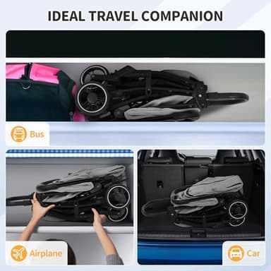 OneBlis Lightweight Baby Strollers, 2-in-1 Convertible Infant Stroller with Bassinet Mode, One-Handed Folding Stroller for Toddler for Travel Includes Raincover, Bumper Bar, Cupholder, Grey - Image 7