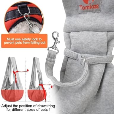 Tomkas Small Dog Sling Carrier - Classic Pocket & Classic Strap - for 3-10 lbs Pets(Grey) - Image 3