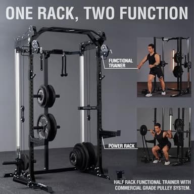 Mikolo Power Cage, 2000LB Power Rack with Independent Dual Pulley System, Multi-Function Home Gym Workout Machine for Cable Crossover (Black) - Image 7