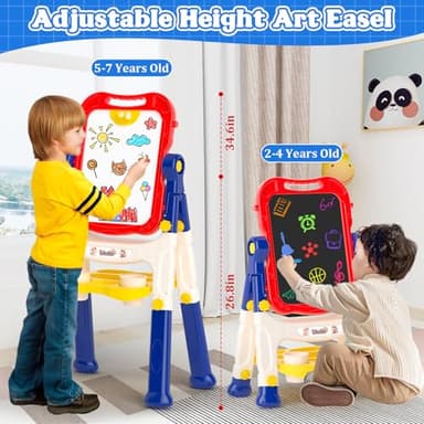 Easel for Kids Toy,Double-Sided Magnetic Kids Art Easel for 3+ Year Old Boy Gift,Toddler Toys for 3+ Year Old Boy Dry Erase Boards, Learning Educational Toy Drawing Board for 4 5 Years Old Girl Gifts - Image 3