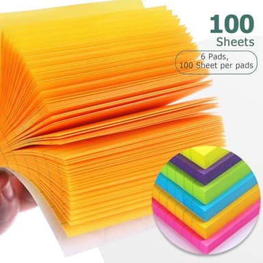 6 Pads Lined Sticky Notes 3x3 Sticky Notes with Lines Self-Stick Note Pads 6 Bright Multi Colors,100 Sheet/Pad - Image 5