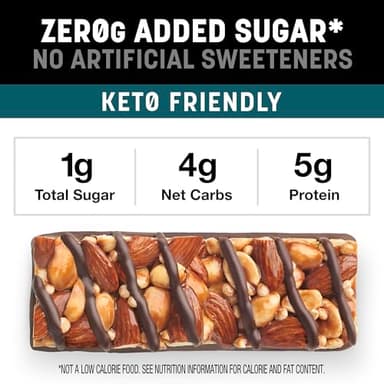 KIND ZERO Added Sugar Bars, Variety Pack, Dark Chocolate Nuts & Sea Salt, Caramel Almond & Sea Salt, Peanut Butter Dark Chocolate, Keto Friendly Snacks, Gluten Free, 5g Protein, 15 Count - Image 3