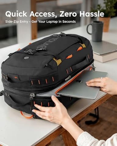 Tolaccea Travel Laptop Backpack, Large Carry on Backpack Flight Approved Convertible Duffle Luggage Bag Daypack Work Business Rucksack Fits 16" Laptop for Men Women 3 Carrying Ways, 40L-50L Expandable - Image 8