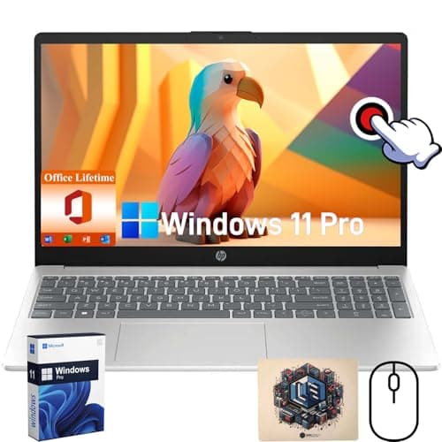 HP Flagship Touchscreen Laptop Computer - Win 11 Pro • Microsoft Office Lifetime • 15.6" HD Touchscreen • Intel i3 1215U • Wi-Fi 6E • 250 nits Display, w/Laptop Bundle(32G RAM • 1TB SSD)