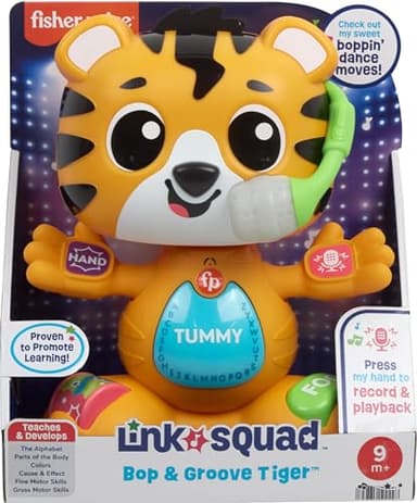Fisher-Price Baby Learning Toy Link Squad Bop & Groove Tiger with Music & Lights for Ages 9+ Months, Compatible Only with Link Squad Items - Image 6